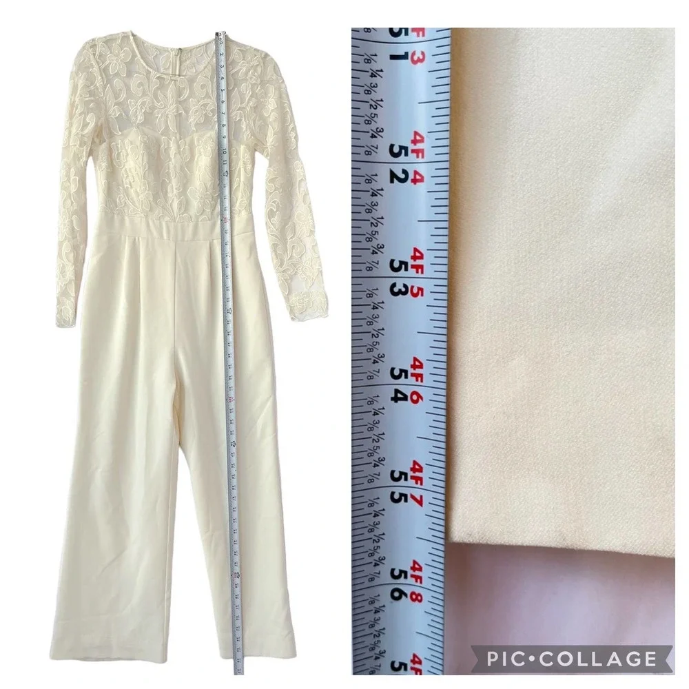 Eliza J Ivory Lace Cream Jumpsuit Women Size 4 - Picture 11 of 15